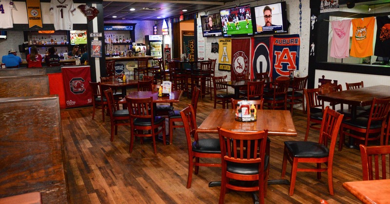 Interior, tables and chairs ready for guests