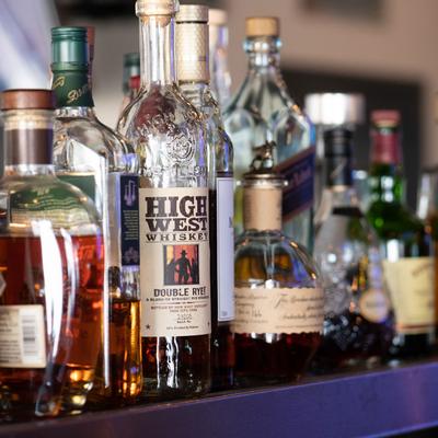 Bottles of alcoholic drinks