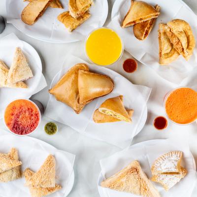 A top view of served food.