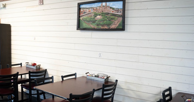 Interior space, dining tables