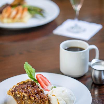 Pecan pie and cup of coffee