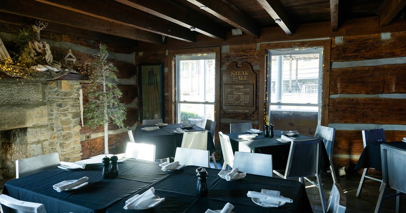 Nicely done interior dining area with set tables