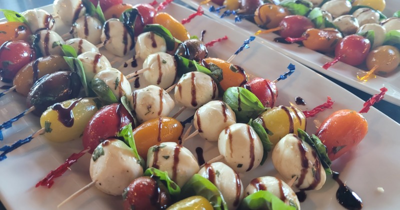 Trays of caprese skewers