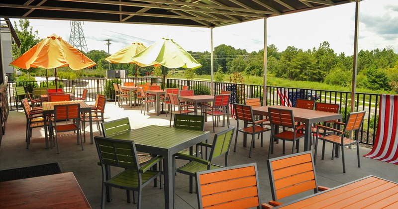 Exterior, patio, tables and seats