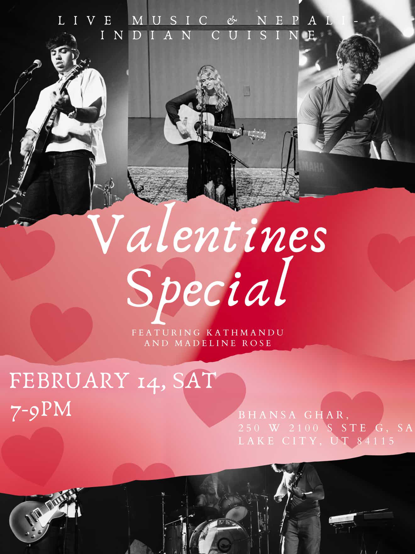Valentine's Day Dinner SLC Bhansa Ghar Madeline Rose Live Music Romantic Evening