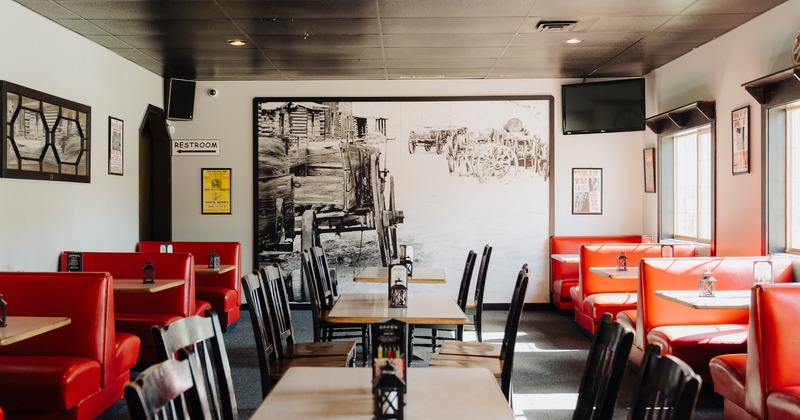 Diner tables and chairs, close up