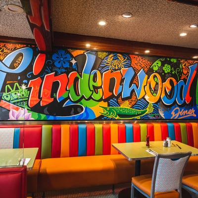 Dining area, decorated walls