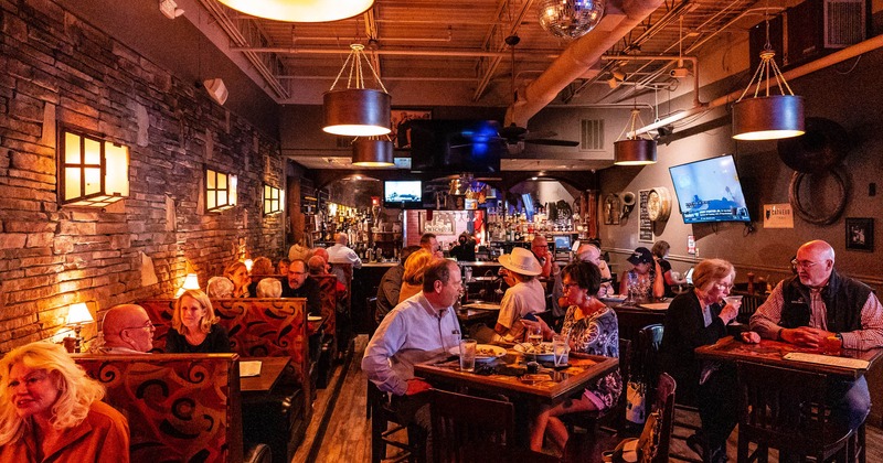 Interior, seating area, guests