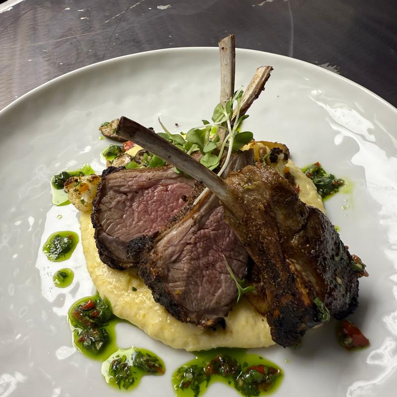Grilled rack of lamb photo