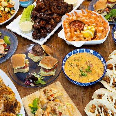 Assortment of dishes served on the table.