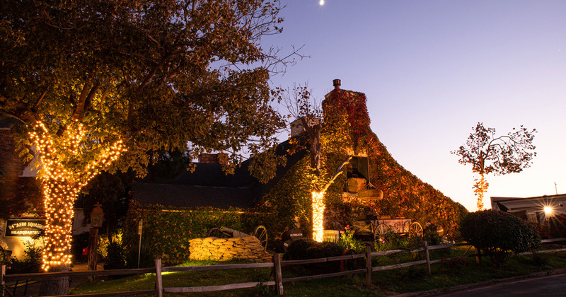 Dusk view of the building