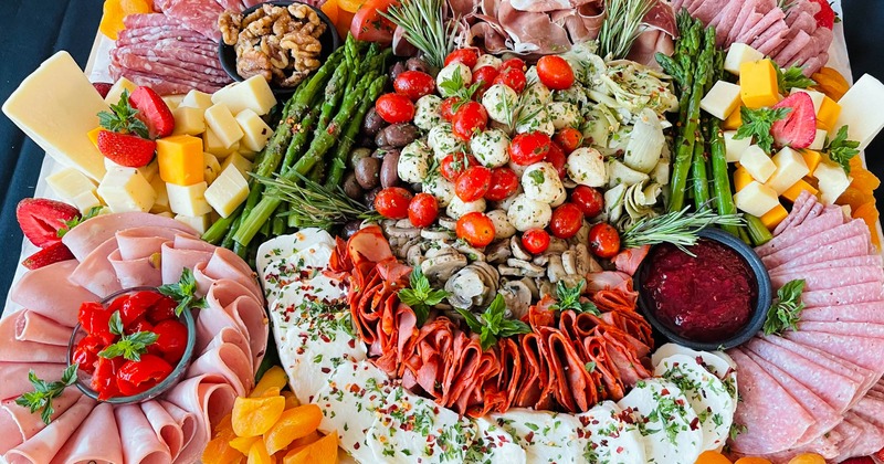 Various served foods, top view