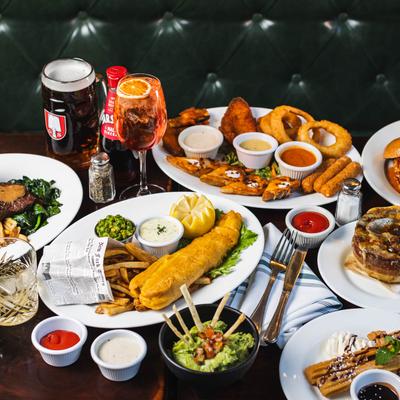 Various served foods.