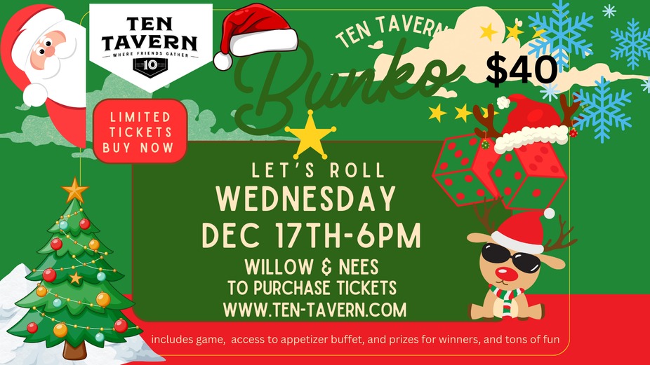 🎄🎲 Christmas Bunko Night at Ten Tavern! 🎲🎄 event photo