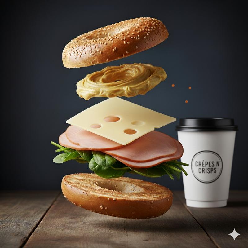 Turkey Ham & Cheese Bagel & Coffee photo
