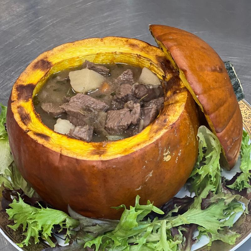 Beef Stew in a Roasted Pumpkin photo