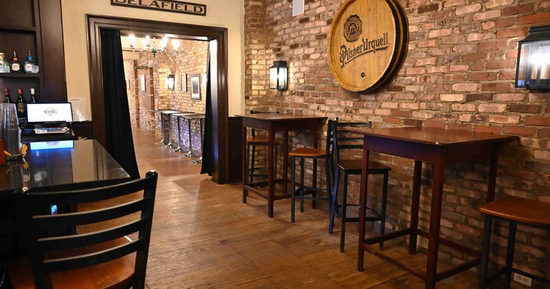 Interior, billiards, tables and chairs