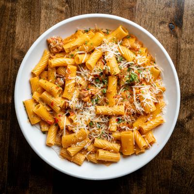 Spicy Rigatoni Vodka, top view.