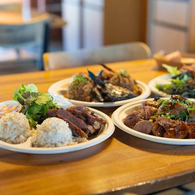 Assorted food dishes.