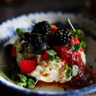 Fry Bread With Cream and berries.