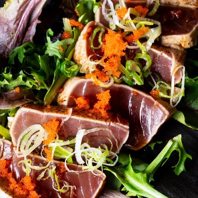 Tuna Tataki overhead view.