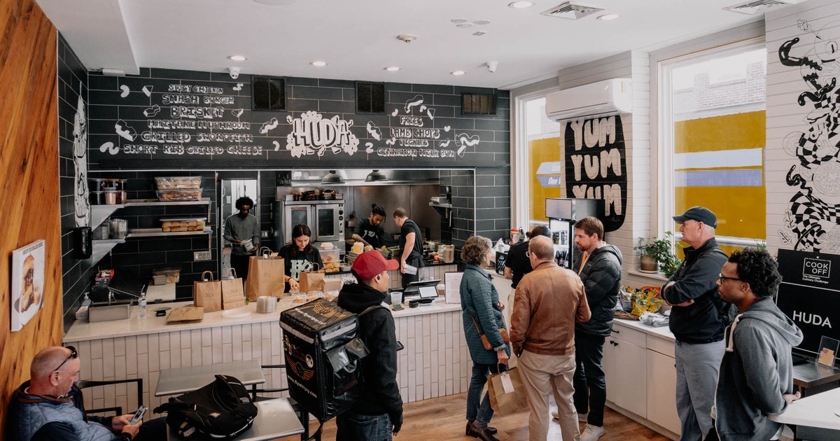 Food counter, pick up orders and guest