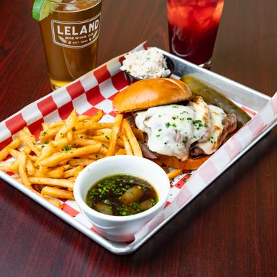 French Dip Sandwich served with fries.