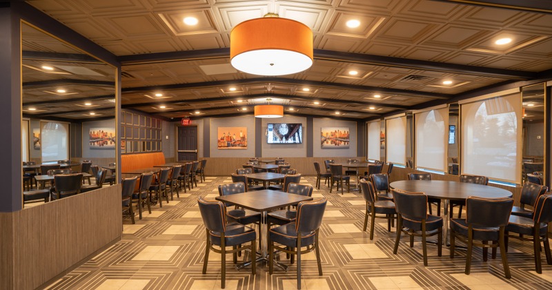 Interior, dining room, tables and seating