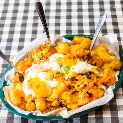 Extra Dirty Tots with Fried Egg
