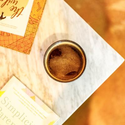 Americano coffee, top view.