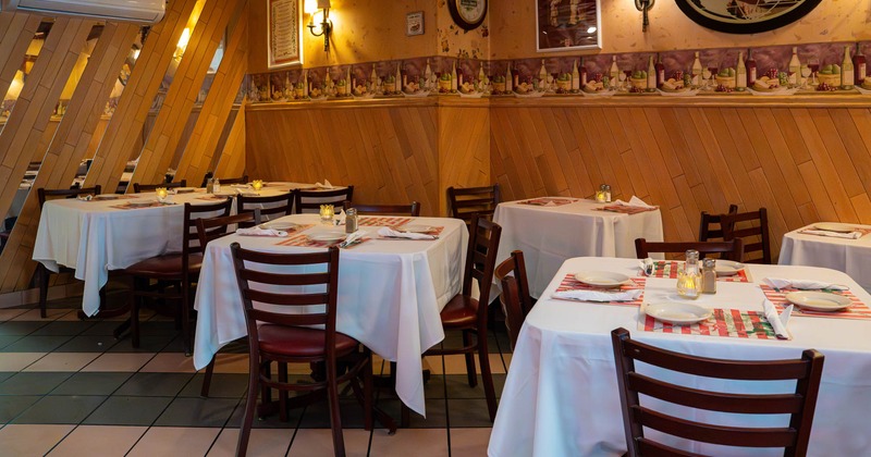 Interior, tables and chairs ready for guests