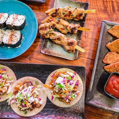 Assorted food dishes.