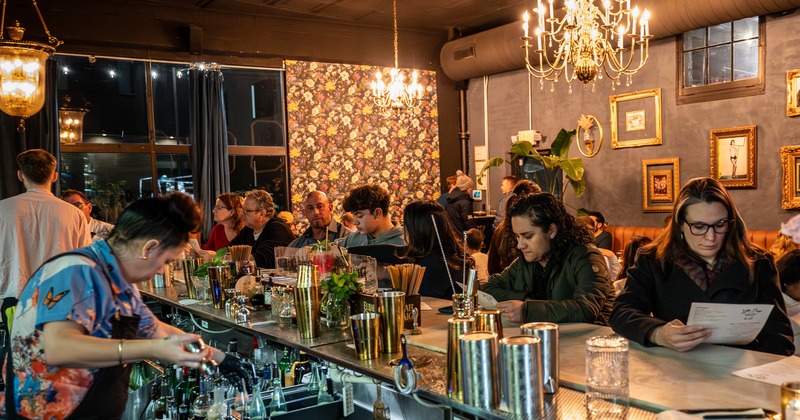 View from the bar, guest's behind