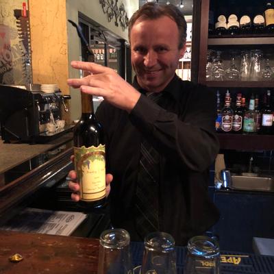 Our bartender Rado. Local celebrity, at least in his own head....