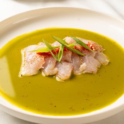 Hamachi crudo, in citrus sauce.