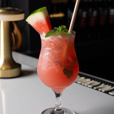 The watermelon mojito, served.