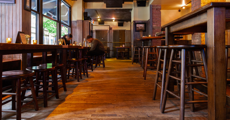 Interior, view down the restaurant