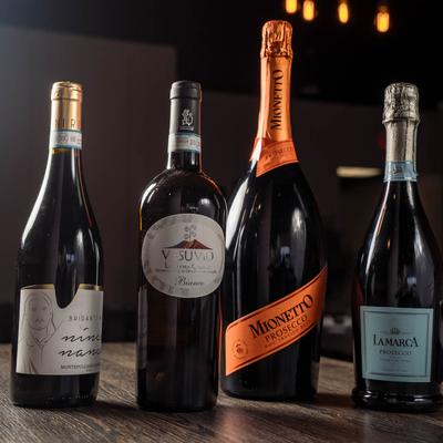 Selection of bottled wine.