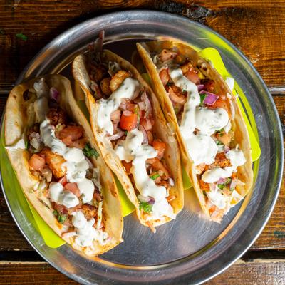 Shrimp Tacos, top view.