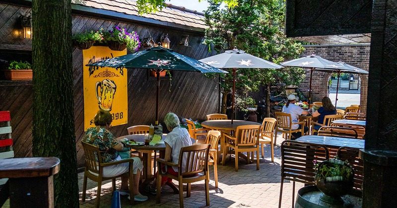 Exterior, patio tables with guests