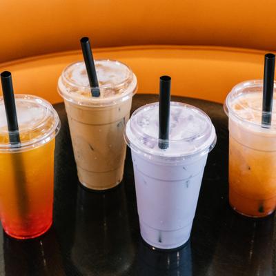 Assorted beverage drinks.