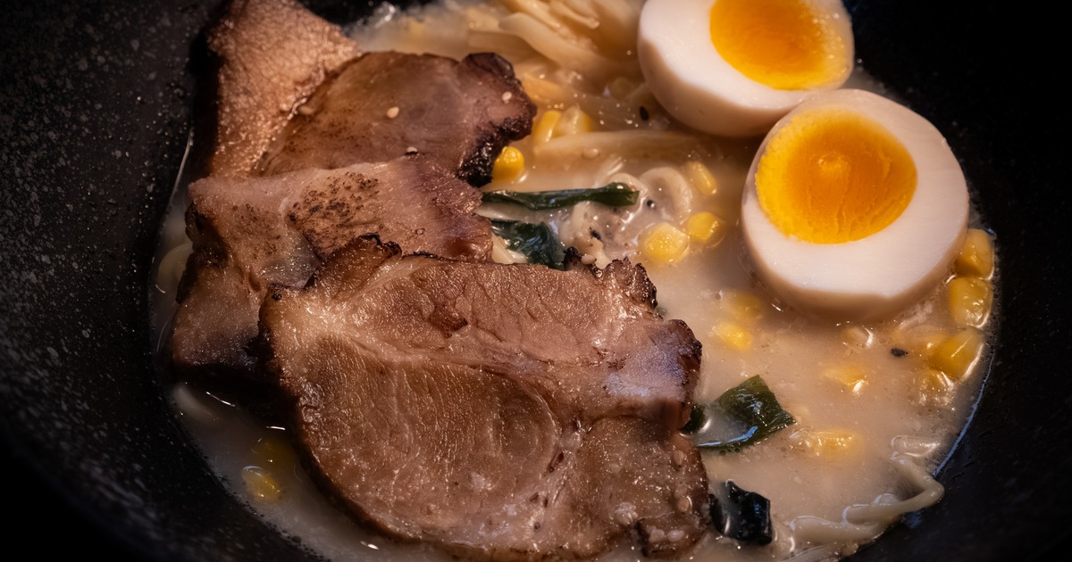 Bowl of Tonkatsu ramen, close-up