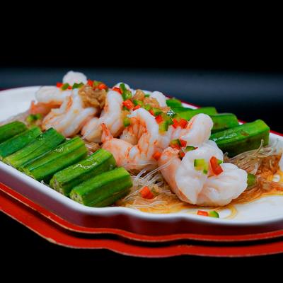 Steamed Okra&Shrimp With Garlic&Vermicelli photo
