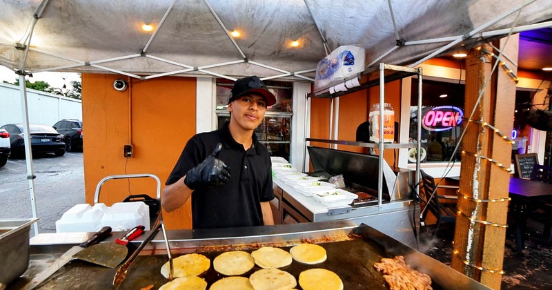 Cheff working on the grill