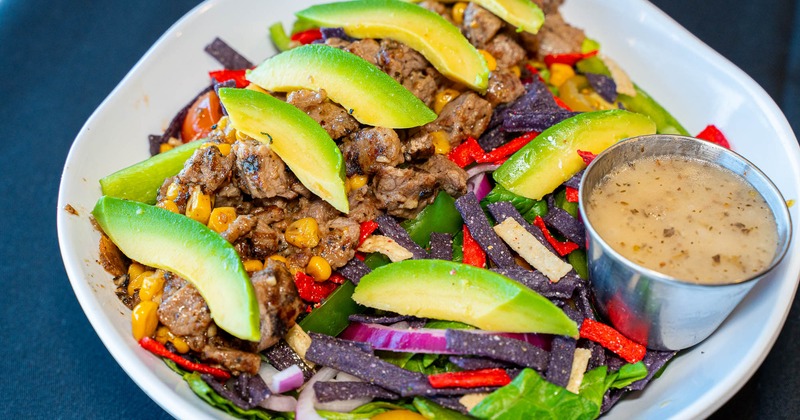 A served chili lime steak salad