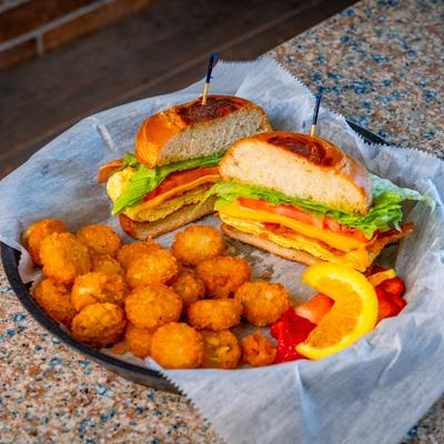 The croissant sandwich.