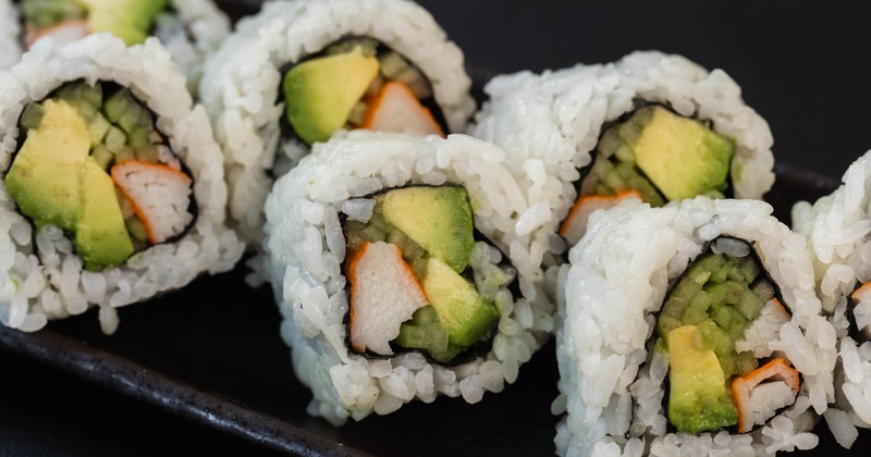 Salmon and avocado sushi rolls