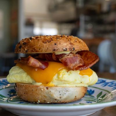Breakfast Bagel with Scrambled Eggs.