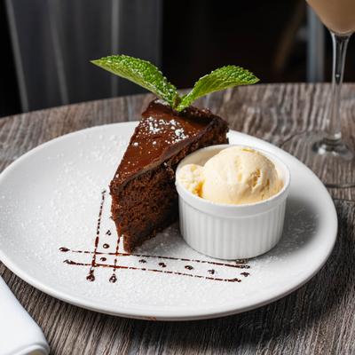 Chocolate Cake, side view.