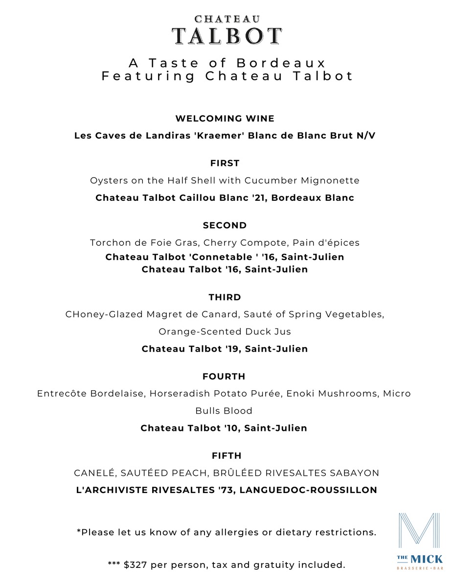 Chateau Talbot Wine Dinner event photo